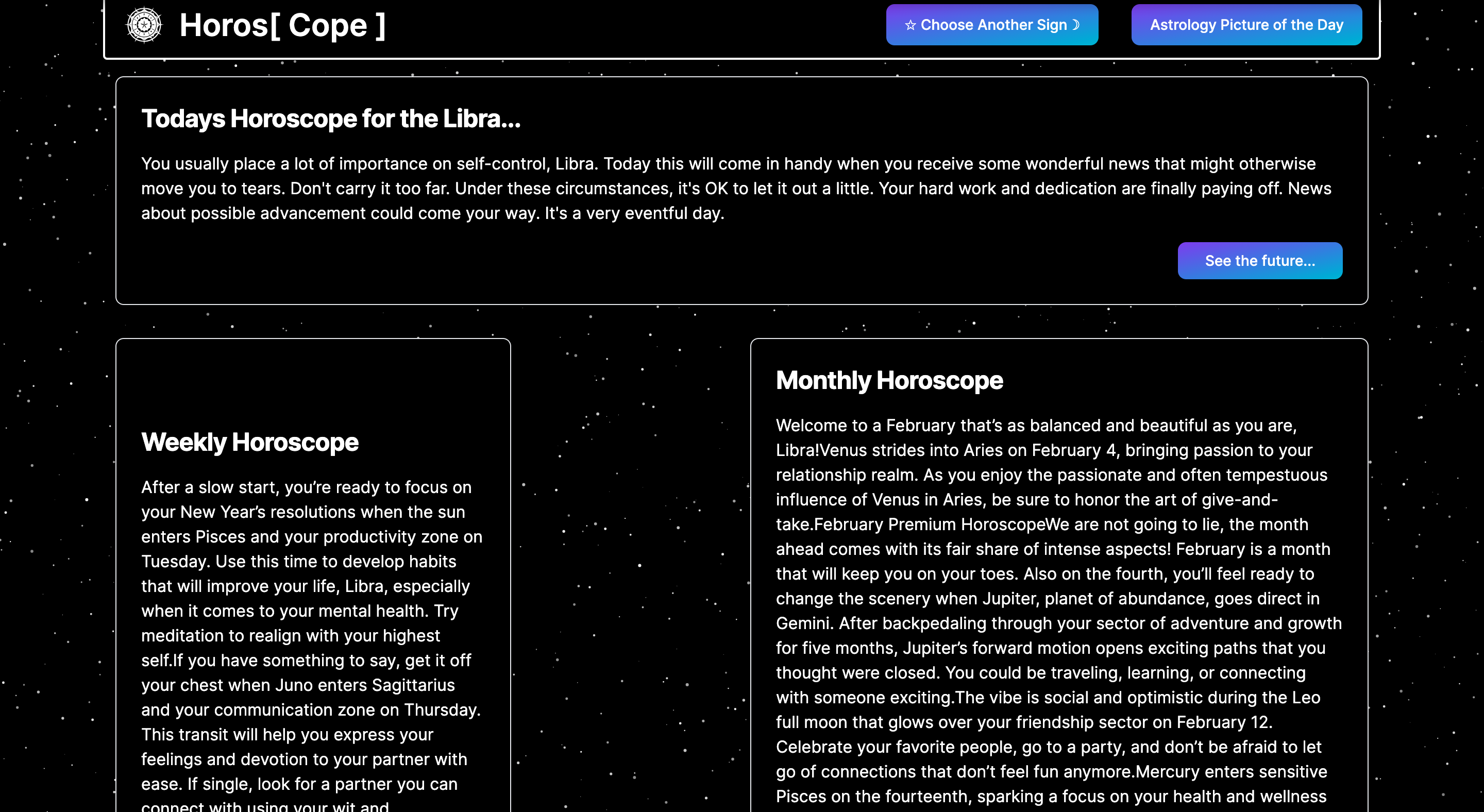 HorosCope Screenshot 2